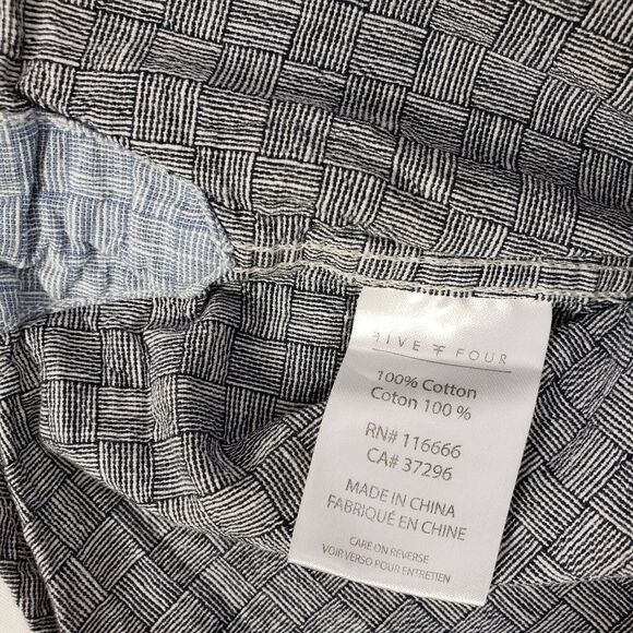 Five Four Mens Shirt Large Plaid Navy Blue White Short Sleeve Button Up Pocket - Picture 8 of 9